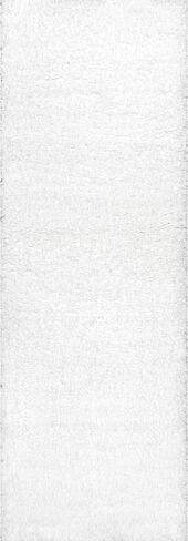 nuLOOM Gynel Solid 2x8 Runner Shag Rug for Living Room Bedroom Dining Room Nursery Entryway Hallway, Snow White in Saudi Arabia