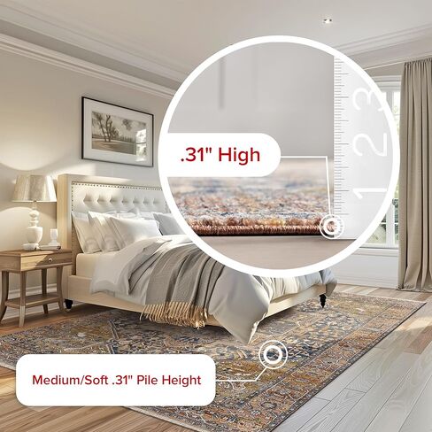 nuLOOM Harriet Vintage Medallion Fringe Area Rug - 5 Square Area Rug Traditional Rust/Multicolor Rugs for Living Room Bedroom Dining Room Kitchen in Saudi Arabia