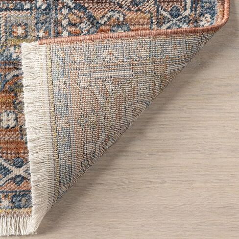 nuLOOM Harriet Vintage Medallion Fringe Area Rug - 5 Square Area Rug Traditional Rust/Multicolor Rugs for Living Room Bedroom Dining Room Kitchen in Saudi Arabia