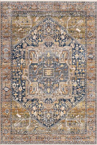 nuLOOM Harriet Vintage Medallion Fringe Area Rug - 5 Square Area Rug Traditional Rust/Multicolor Rugs for Living Room Bedroom Dining Room Kitchen in Saudi Arabia
