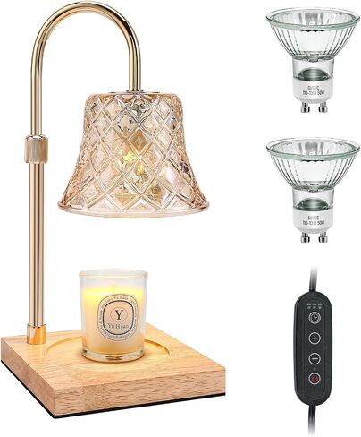 Candle Warmer,Electric Adjustable Height with Timer Dimmable Candle Warmer Lamp,Wax warmer Lantern Home Decor Gifts for Mom (with 2 Bulbs) in Saudi Arabia