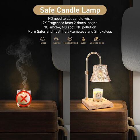 Candle Warmer,Electric Adjustable Height with Timer Dimmable Candle Warmer Lamp,Wax warmer Lantern Home Decor Gifts for Mom (with 2 Bulbs) in Saudi Arabia