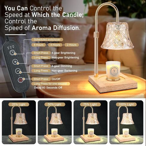 Candle Warmer,Electric Adjustable Height with Timer Dimmable Candle Warmer Lamp,Wax warmer Lantern Home Decor Gifts for Mom (with 2 Bulbs) in Saudi Arabia