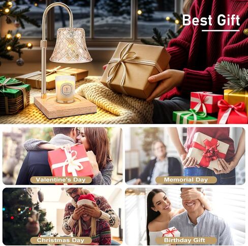 Candle Warmer,Electric Adjustable Height with Timer Dimmable Candle Warmer Lamp,Wax warmer Lantern Home Decor Gifts for Mom (with 2 Bulbs) in Saudi Arabia