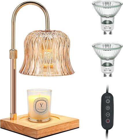 Candle Warmer,Electric Adjustable Height with Timer Dimmable Candle Warmer Lamp,Wax warmer Lantern Home Decor Gifts for Mom (with 2 Bulbs) in Saudi Arabia