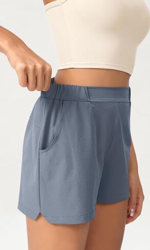 ODODOS Stretch Woven Relaxed Shorts for Women Elastic High Waist Summer Lightweight Casual Shorts with Pockets in Saudi Arabia