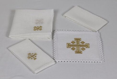 Altar Linens Set with Jerusalem Cross Design (Pall, Purificator, Corporal, Towel) in Saudi Arabia