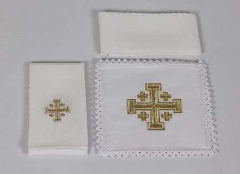 Altar Linens Set with Jerusalem Cross Design (Pall, Purificator, Corporal, Towel) in Saudi Arabia