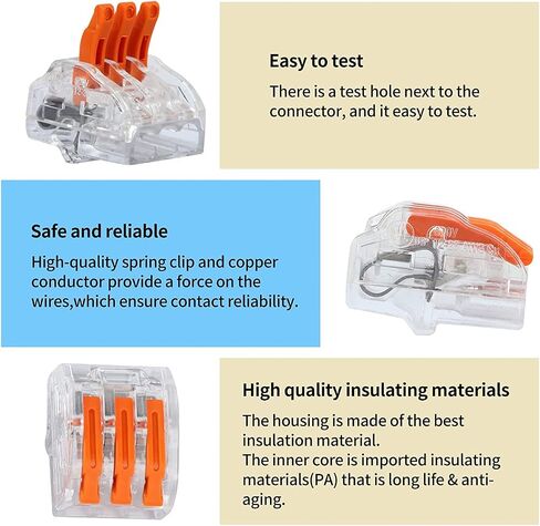 Lever Wire Connectors Nuts UL Listed: Lever Wire Connectors 5 Port 10 PCs Electrical Connectors Wiring Connectors Kit for 28-14 Gauge Wires in Saudi Arabia
