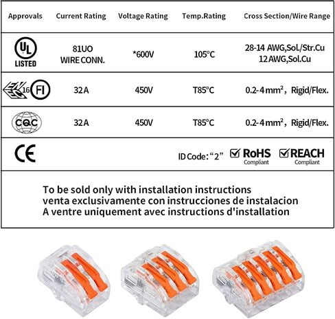 Lever Wire Connectors Nuts UL Listed: Lever Wire Connectors 5 Port 10 PCs Electrical Connectors Wiring Connectors Kit for 28-14 Gauge Wires in Saudi Arabia