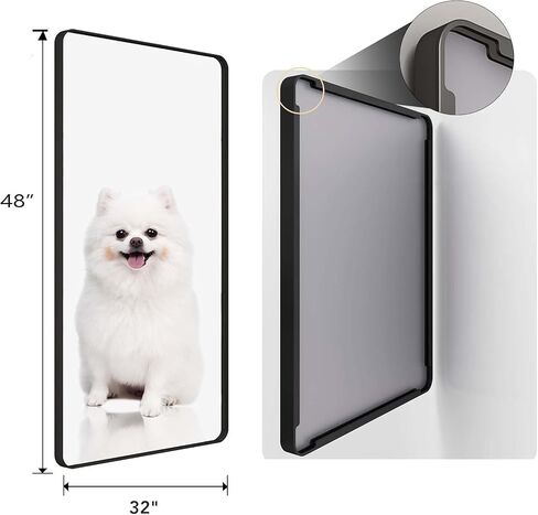 Bathroom Wall Mirror 55x30 Inch, Black Wall Mounted Mirror Decorative Mirror for Wall, Metal Frame Rectangular Mirror With Corner Edge, Corner Hangs for Hook(Horizontal/Vertical), for Vanit in Saudi Arabia