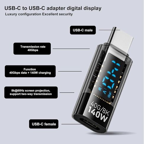 USB C Extender Adapter USB C Female to USB C Male Adapter 140W 40Gbps Data Transfer USB Type C PD Extender Compatible with ROG Ally, Steam Deck, Switch, iPhone 15/15 Pro Max and More (black, 140W) in Saudi Arabia