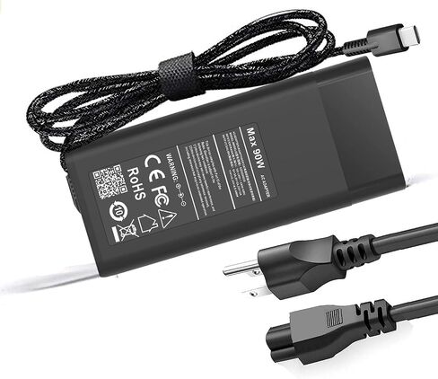 محول تيار متردد نحيف 130 واط لشاحن الكمبيوتر المحمول Dell USB C، شاحن Dell USB C لـ Dell Precision 5570 5560 3560 3550 3570 3581 5550 5530 Latitude 5520 5530 XPS 15 9510 9575 XPS 17 9700 9710 9720 سلك الطاقة in Saudi Arabia