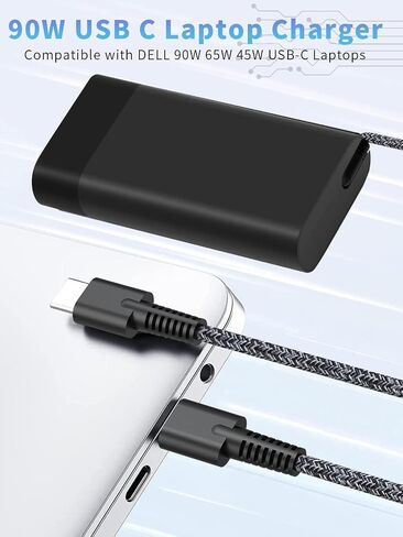 محول تيار متردد نحيف 130 واط لشاحن الكمبيوتر المحمول Dell USB C، شاحن Dell USB C لـ Dell Precision 5570 5560 3560 3550 3570 3581 5550 5530 Latitude 5520 5530 XPS 15 9510 9575 XPS 17 9700 9710 9720 سلك الطاقة in Saudi Arabia