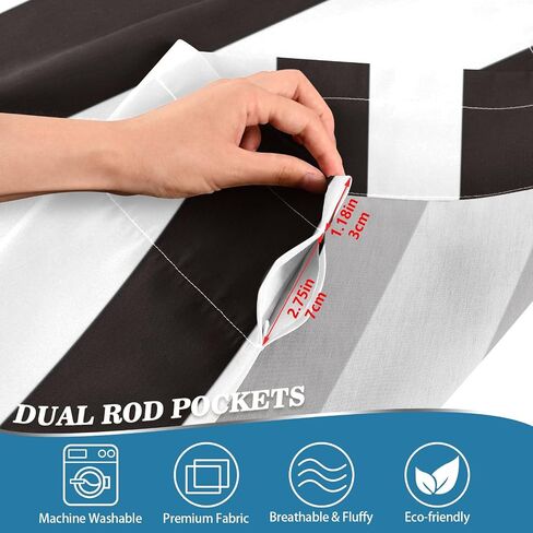 Window Curtain Valance White Black Vertical Stripe Rod Pocket Valances for Kitchen Living Room 54 x 18 inch in Saudi Arabia