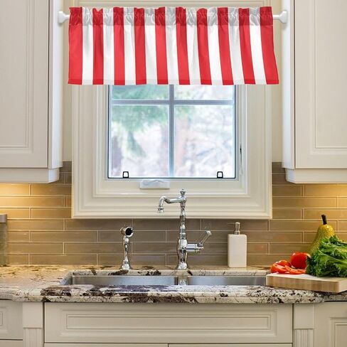 Window Curtain Valance White Black Vertical Stripe Rod Pocket Valances for Kitchen Living Room 54 x 18 inch in Saudi Arabia