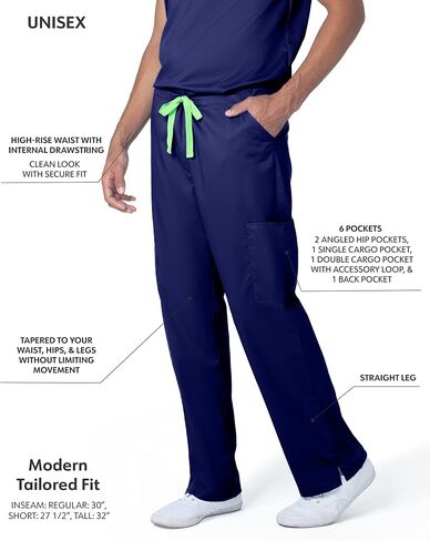Landau Proflex Unisex Tailored Fit Comfort Stretch 6-Pkt Cargo Scrub Pants 2104 Black XLG in Saudi Arabia
