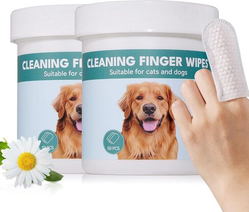 Natural Ear Wipes Finger for Dogs & Cats Comfy Finger Design | Clean Ear Wax, Debris & Dirt Gently | 50 Count Pack in Saudi Arabia