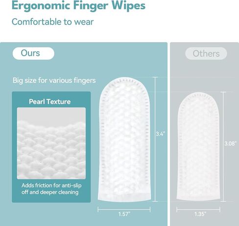 Natural Ear Wipes Finger for Dogs & Cats Comfy Finger Design | Clean Ear Wax, Debris & Dirt Gently | 50 Count Pack in Saudi Arabia