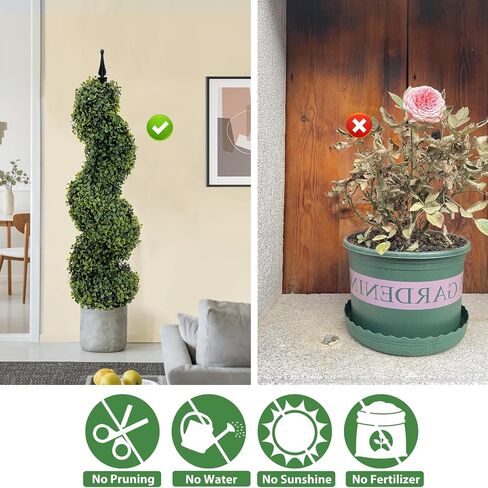 3ft نباتات اصطناعية في الهواء الطلق خشب البقس توبياري دوامة الشرفة الأمامية ديكور شجرة بوعاء أشجار توبياري فو في وعاء للداخلية في الهواء الطلق ديكور الشرفة الأمامية المنزل (2pack) in Saudi Arabia