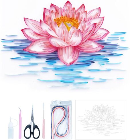 Uniquilling Paper Filigree Painting Quilling Kits,Panit by Numbers for Adults - Girl with Bouquet,Handmade DIY Craft Wall Decoration Best Gifts(Painting kit+Tools kit) in Saudi Arabia