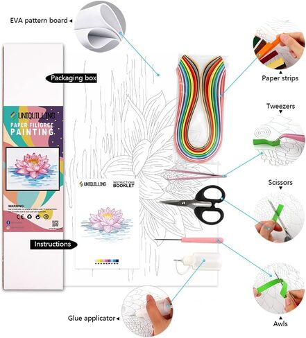 Uniquilling Paper Filigree Painting Quilling Kits,Panit by Numbers for Adults - Girl with Bouquet,Handmade DIY Craft Wall Decoration Best Gifts(Painting kit+Tools kit) in Saudi Arabia