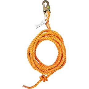 Frontline VLP25 Vertical Lifeline with Snap Hook 25' | 5/8'' Diameter Polysteel Twisted Rope | ANSI & OSHA Compliant | Roofing & Scaffolding