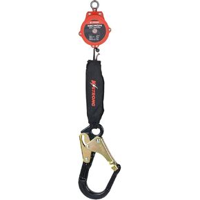 UFS356002 Micron Self-Retracting Lifeline SRL Cable with Large Aluminum Rebar Hook with Steel ANSI Gate at Anchor End, Harness Connector Included, Working Load Capacity: OSHA 420 Lbs, ANSI 310 Lbs, 6-Ft, Black