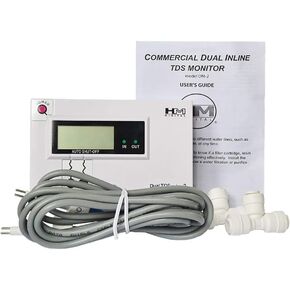Commercial Dual In-Line TDS Monitor Digital Water Quality Tester TDS Meter IN/OUT Water Quality Monitor 0-9990PPM