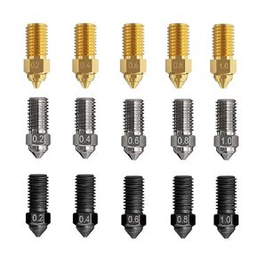 15PCS 3D Printer Nozzle for Elegoo Neptune 4/4Pro Nozzle Elegoo Neptune 4 Max Nozzles Brass Copper Plated Hardened Steel Nozzle 0.2 0.4 0.6 0.8 1.0mm