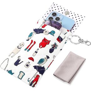 Hongeely Soft Glasses Case Double Eyeglass Case Sunglasses Travel Pouch for Women Men with Key Chain