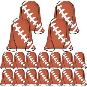 18 Pieces Football Drawstring Bags, Football Drawstring Backpacks Party Favors Cinchs Football Goodie Bags for Gym Party Favors Bags