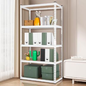 White Storage Shelves 31.5" W x 15.75" D x 72" H, 5 Tier Metal Shelving Unit Adjustable Garage Storage Shelving Organization Shelf Industrial Utility Rack for Kitchen, Pantry, Living Room