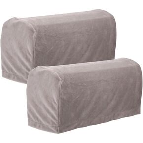 uxcell 2pcs Stretch Armrest Covers, Couch Arm Covers with Twist Pin, Sofa Armrest Covers Non Slip Furniture Protector Armchair Slipcovers Light Grey