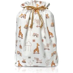 Gather & Knot Drawstring Gift Bags | Premium Canvas | 22" Extra Large | Reusable Fabric Wrap for Baby Shower, Birthday, Gender Reveal, Neutral | XL Boho Toy Flat Bottom