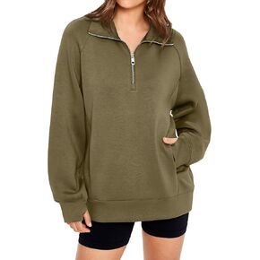 Glamaker Womens Half Zip Oversized Sweatshirt Fleece Pullover Tops Fall Fashion Outfits 2024 Y2k Clothes with Pockets