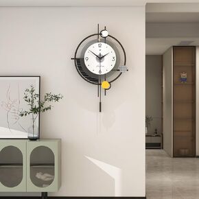 Large Modern Wall Clock for Living Room Decor Big Decorative Wall Clock 14 Inch Pendulum Wall Clock Battery Operated Non Ticking for Bedroom Kitchen Office Home Unique Clocks Wall Decor