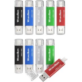 USB C Flash Drive 64GB 1 Pack, Wooolken Type-C Flash Drive + USB 2.0 Thumb drive OTG USB Flash Drive for iPhone 15/Android Smartphone/Tablets/Computers/Laptop(Blue)