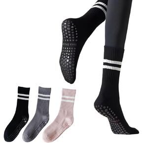 Womens Non Slip Pilates Socks, Barre Yoga Socks, 3 Colors