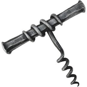 Living Ideas Hand Forged Twisted Corkscrew Wine Bottle Opener Wrought Iron Handmade Metal Wine Bottle Opener Metal Black Antique Finish Heavy Duty Bottle Opener