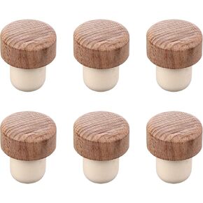 6PCS Wine Bottle Corks T Shaped Cork Plugs for Wine Cork Wine Stopper Reusable Wine Corks Wooden and Rubber Wine Stoppers Bottle Stoppers Sealing Plug Bottle Stopper for Beer Bottles Craft