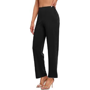 Hody Lovy Womens Dress Pants Dressy Trousers Casual Lounge Slacks Business Office Work Pants Wide Leg 30" Inseam, M Black