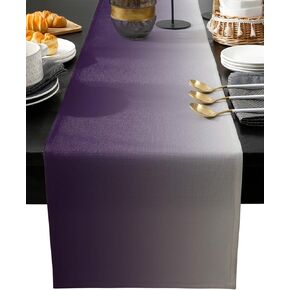 Ombre Cotton Linen Rectangle Table Runners 13x36 inch, Gradient Grey and Purple Luxury Table Runners for Wedding Party Banquet Dinner Decor