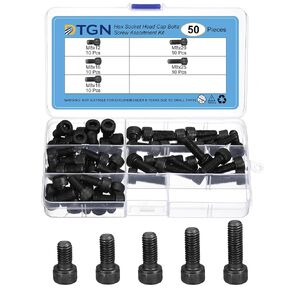 50Pcs M8 Metric Screw Assortment, M8 Bolts Socket Head Screws, 12.9 Grade Steel M8x12/16/18/20/25mm Hex Socket Head Cap Screws Bolt Set for 3D Printing DIY