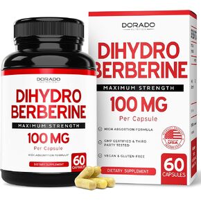Dihydroberberine (60 Capsules) Premium Dihydroberberine Supplement - Dihydroberberine GlucoVantage 5X More Effective Than Regular Berberine - Dihydroberberine for Adults - Vegan Capsules (60 Count)