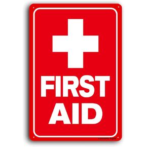 Aluminum Sign, First Aid Sign, 8x12 Inch, Metal First Aid Signs Safety Sign