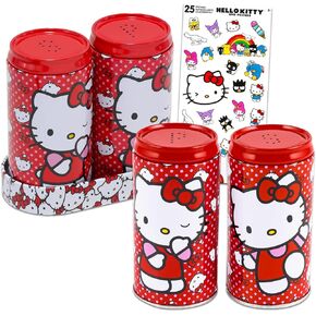 Hello Kitty Kitchen Decor Set - Hello Kitty Kitchen Accessories Bundle Includes Hello Kitty Salt and Pepper Shakers Plus Stickers | Hello Kitty Kitchen Accessories for Women