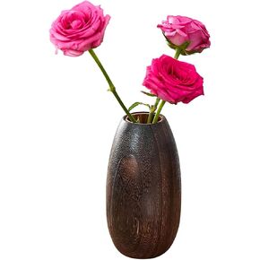 Decorative Wooden Flower Vase,Vases Home Decor,Plant Vase, Wood Desk Vase,Brown Flower Vases Centerpieces