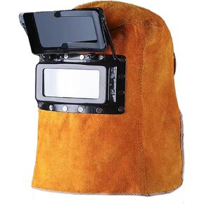 Welding Helmet with Auto Darkening Filter Lens, T TOVIA Leather Welder Hood Full Protective Welding Mask with Neck Shoulder Drape for Welding Workplaces