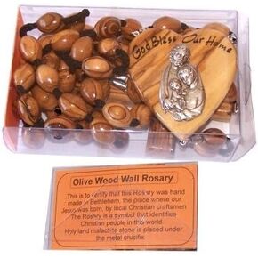 Holy Land Market Olive Wood Wall Rosary (39 Inches Long)